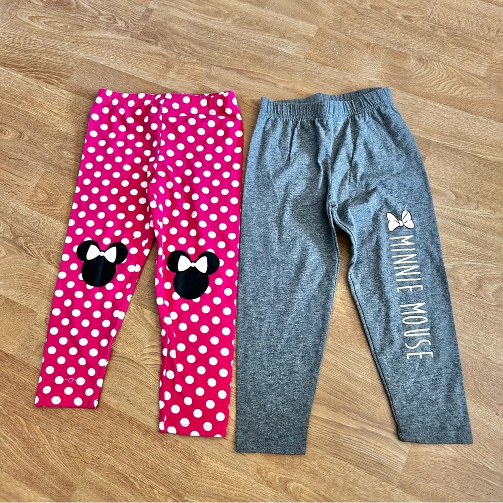 Adorable Pink Minnie Mouse pink polka dots and grey leggings bundle